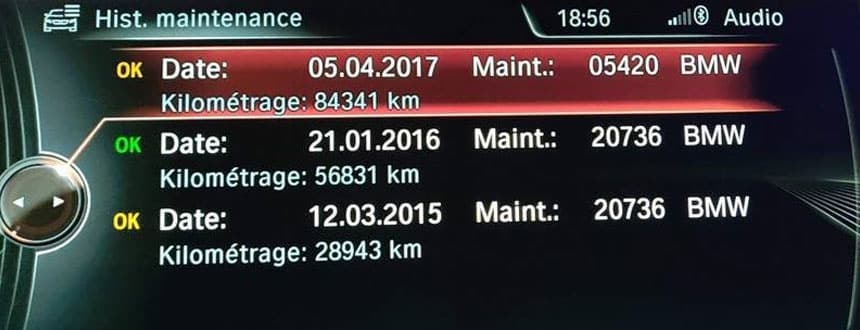 Historique d'entretien BMW sur l'iDrive
